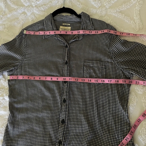 DENIM & SUPPLY Navy Blue Women's Gingham Plaid Button Up Tomboy Shirt Size Large - Picture 10 of 13